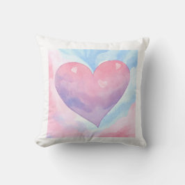 Vibrant Watercolor Heart Dekorativ kudde