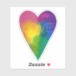 Vibrant Watercolor Heart "Kärlek" Klistermärken