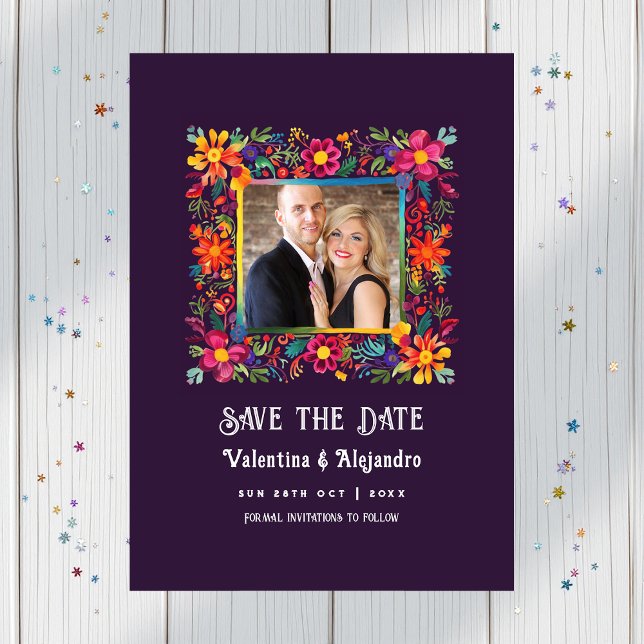 Vibrant Watercolor Mexican Fiesta Bröllop Spara Datumet (Vibrant Watercolor Mexican Fiesta Wedding Save The Date)