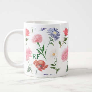 Vibrant Watercolor Multicolor Floral Pattern Jumbo Mugg