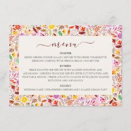 Vibrant Watercolor Summer Tulip Flowers Bröllop Meny