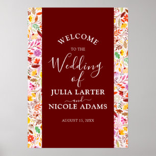 Vibrant Watercolor Summer Tulip Flowers Bröllop Poster