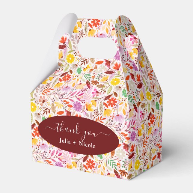 Vibrant Watercolor Summer Tulip Flowers Bröllop Presentaskar (Framsidan Sidan)