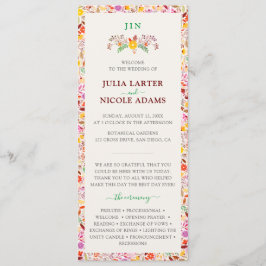 Vibrant Watercolor Summer Tulip Flowers Bröllop Program