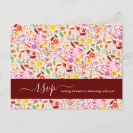 Vibrant Watercolor Summer Tulip Flowers Bröllop Vykort