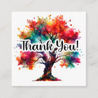 Vibrant Watercolor Tree Thank You Business Tilläggskort