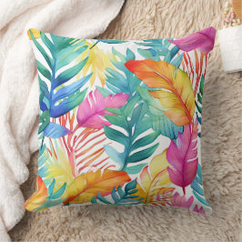 Vibrant Watercolor Tropical Jungle Löv Kudde