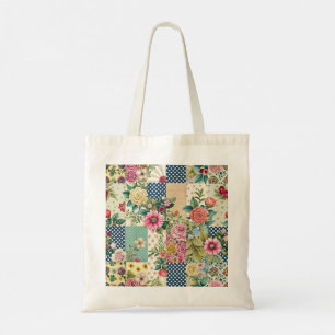 Vibrant Watercolor Vår Blommigt Patchwork Seamles Tygkasse