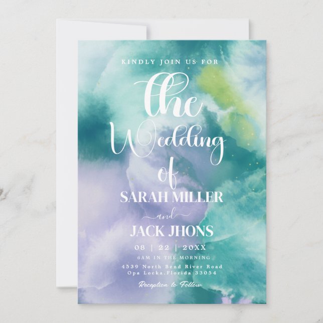 Vibrant  Watercolor Wedding Invitation Inbjudningar (Framsida)