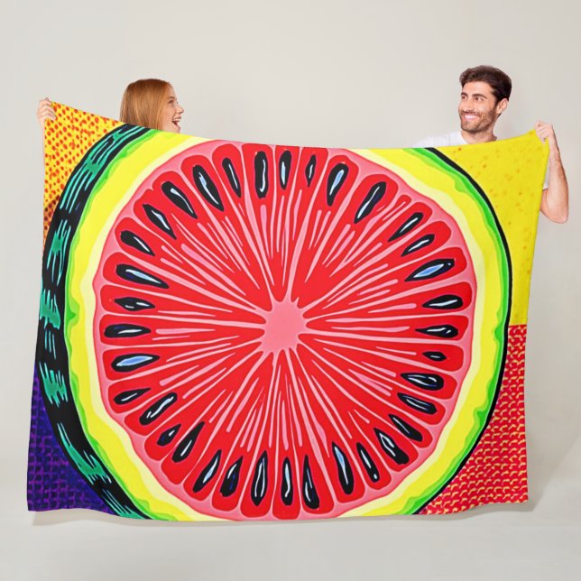 Vibrant Watermelon Pop Art Fleecefilt (På plats)