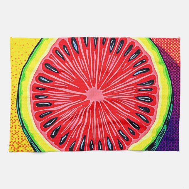 Vibrant Watermelon Pop Art Kökshandduk (Horisontell)