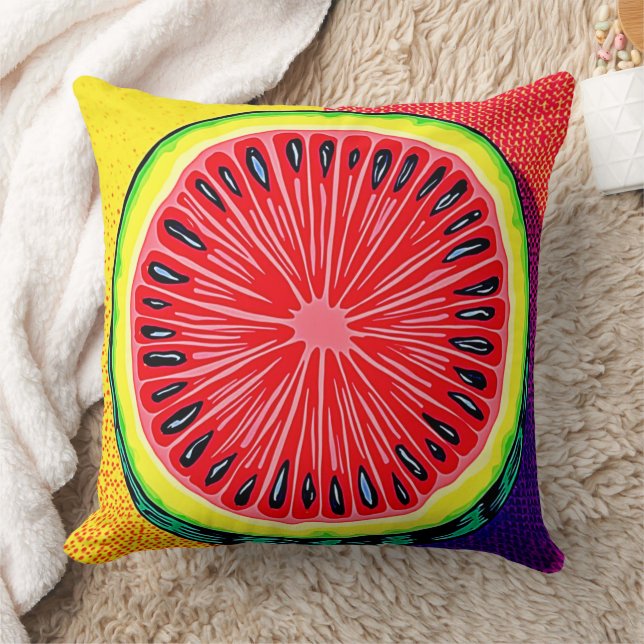 Vibrant Watermelon Pop Art Kudde (Filt)