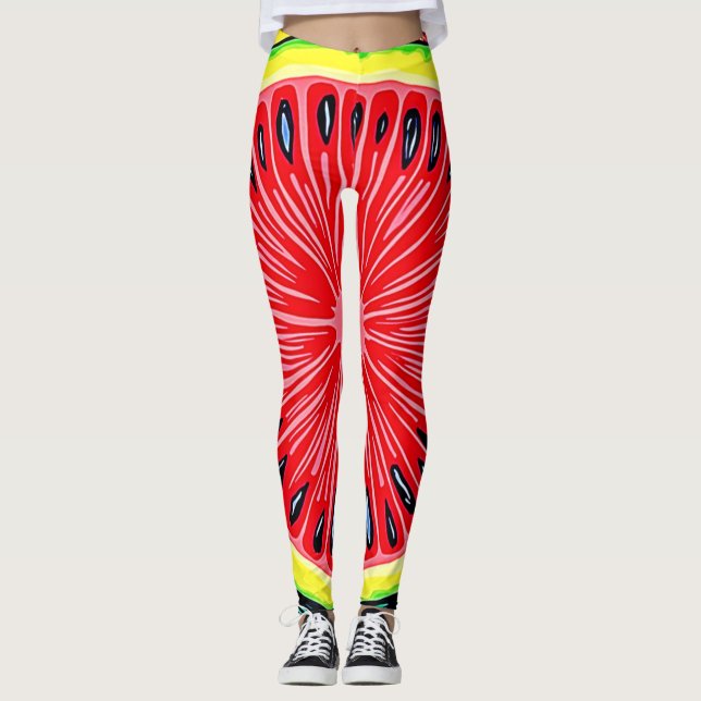 Vibrant Watermelon Pop Art Leggings (Framsida)