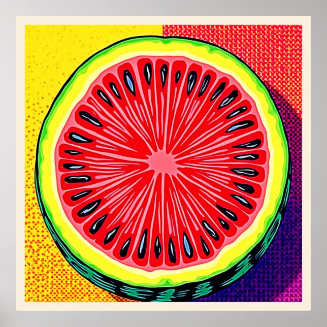 Vibrant Watermelon Pop Art Poster (Framsidan)