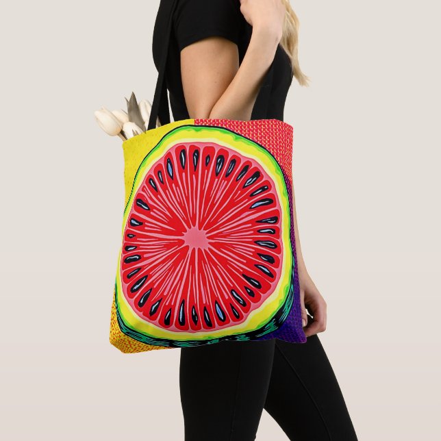 Vibrant Watermelon Pop Art Tygkasse (Närbild)