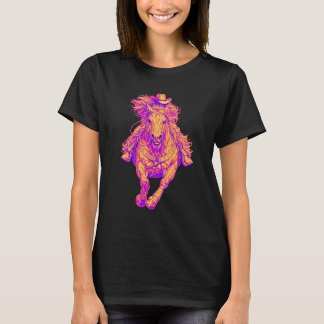 Vibrant Western Cowgirl T Shirt (Framsida)
