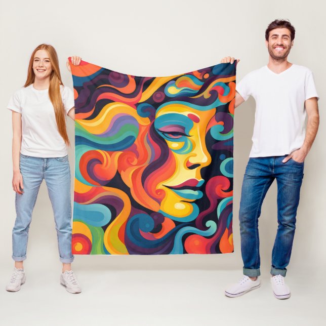 Vibrant Whirl of Känslor Fleecefilt (På plats)