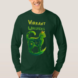 Vibrant whisky: Grönt och Gult Cat Art T Shirt