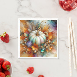 Vibrant White Autumn Pumpkin Pappersservett