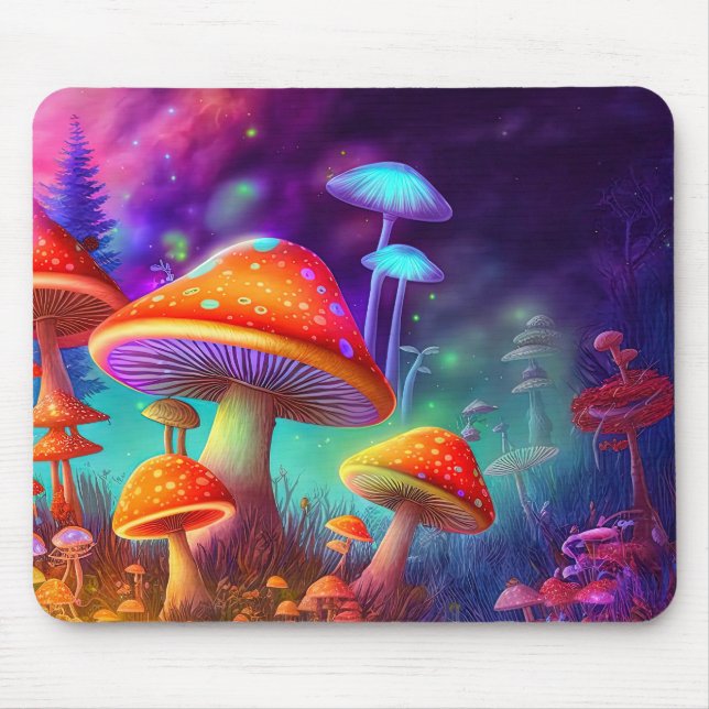 Vibrant Wild Psychedelic Mushroom Illustration Musmatta (Framsidan)
