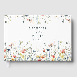 Vibrant Wildblomma Bröllop Gästböcker