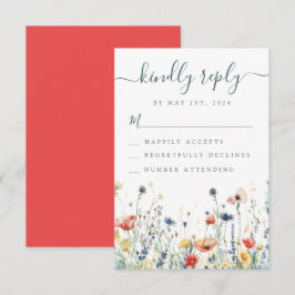 Vibrant Wildblomma Bröllop OSA Kort