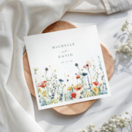 Vibrant Wildblomma Bröllop Pappersservett