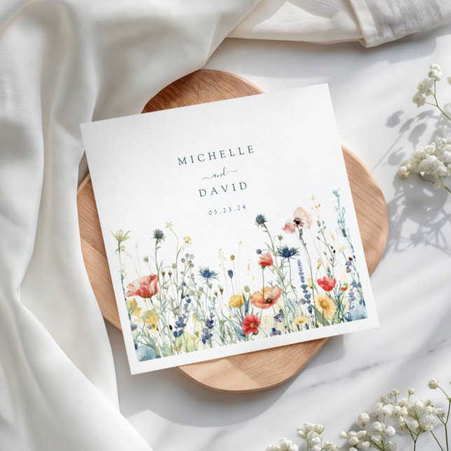Vibrant Wildblomma Bröllop Pappersservett (Skapare uppladdad)