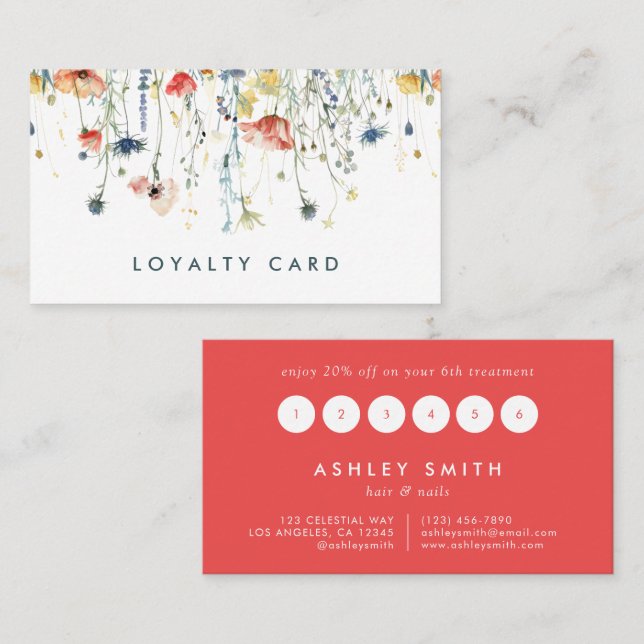 Vibrant Wildblomma Lojalitetskort (Fram/baksida)