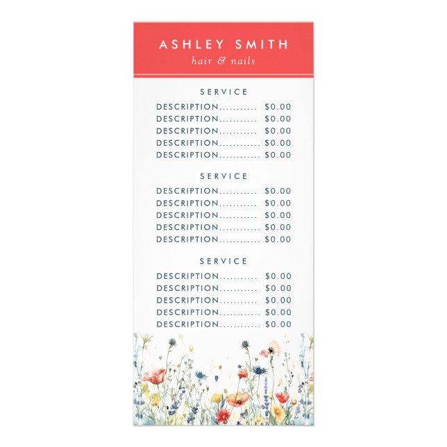 Vibrant Wildblomma Reklamkort (Framsidan)