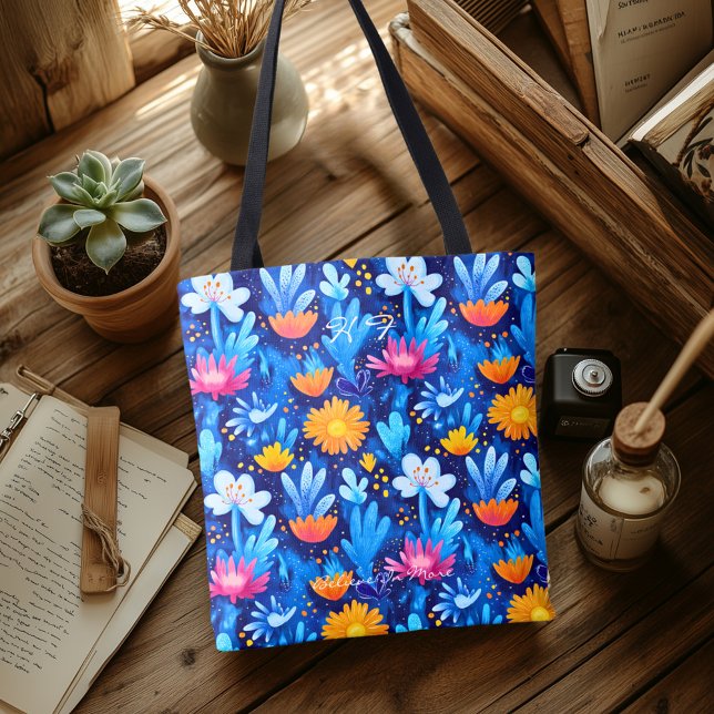 Vibrant Wildblomme Hälsa Tote Bag Tygkasse (Skapare uppladdad)