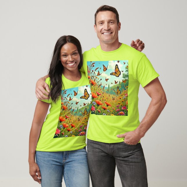 Vibrant Wildblommy Butterfly Joy Design T Shirt (Unisex)