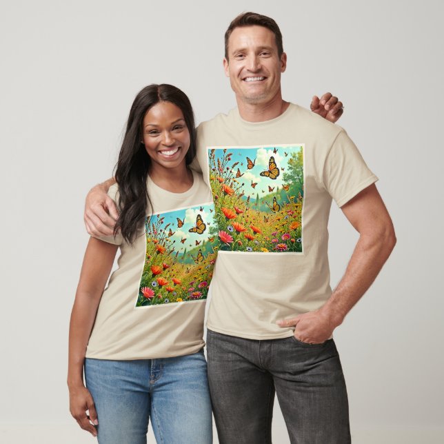 Vibrant Wildblommy Butterfly Joy Design T Shirt (Unisex)