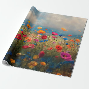Vibrant Wildblomsimpressionist Decoupage Presentpapper