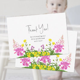 Vibrant Wildblomskript Typography Baby Shower Tack Kort