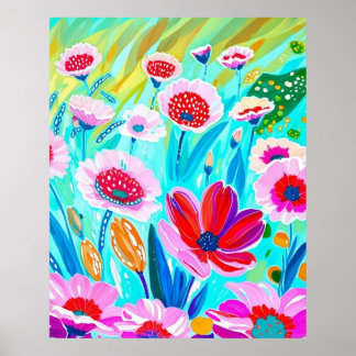 Vibrant Wildblomskugga - Färgfull Blommigt Art Poster