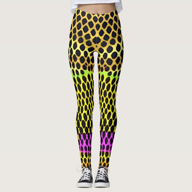 "Vibrant Wilderness" färgstark Abstrakt Skriv ut Leggings (Framsida)