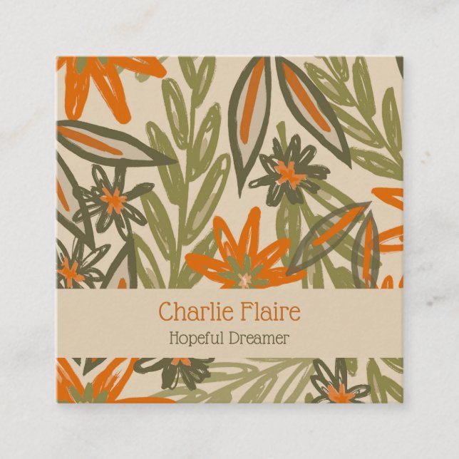 Vibrant Wilderness Garden Blooms Colorful Flowers Fyrkantigt Visitkort (Framsida)