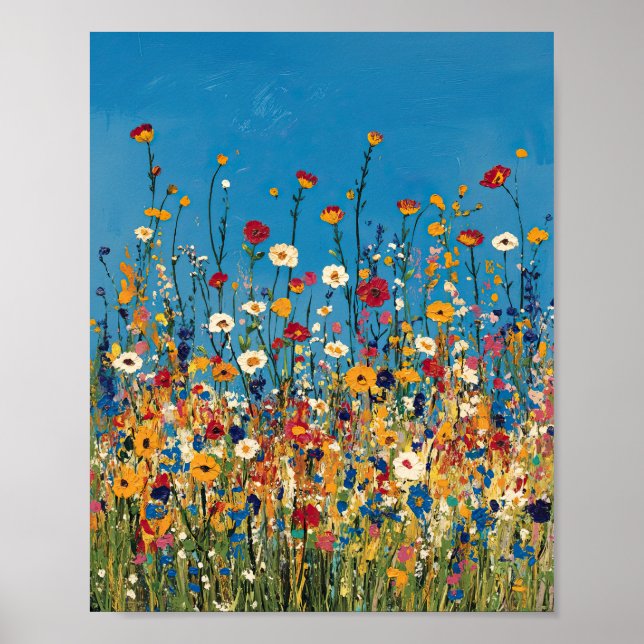 Vibrant Wildflower Field Impressionist Poster Wall (Framsidan)