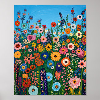 Vibrant Wildflower Field Impressionist Poster Wall