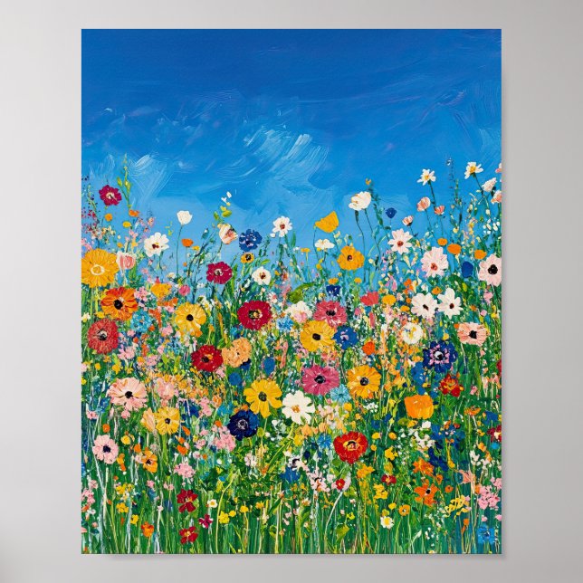 Vibrant Wildflower Field Impressionist Poster Wall (Framsidan)