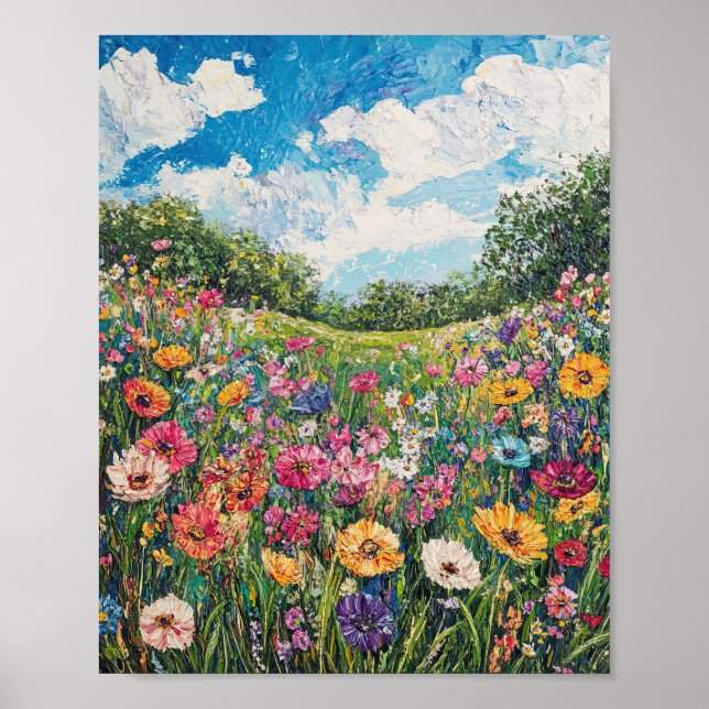 Vibrant Wildflower Field Impressionist Poster Wall (Framsidan)