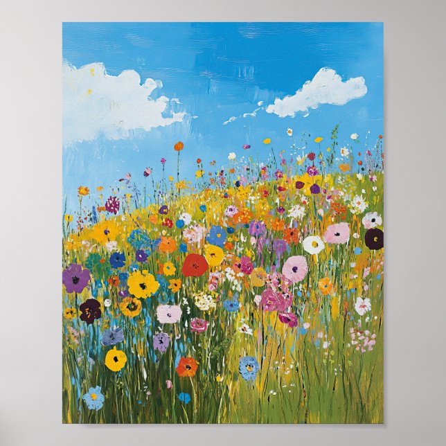 Vibrant Wildflower Field Impressionist Poster Wall (Framsidan)