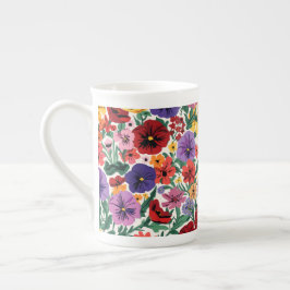 Vibrant Wildflower Pansy Botanical Pattern Benporslin Mugg