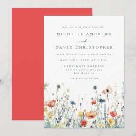 Vibrant Wildflower Wedding Invitation Inbjudningar