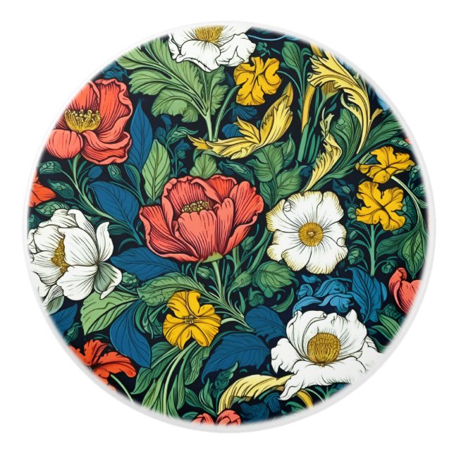Vibrant William Morris Art nouveau Blommigt Knopp (Framsidan)