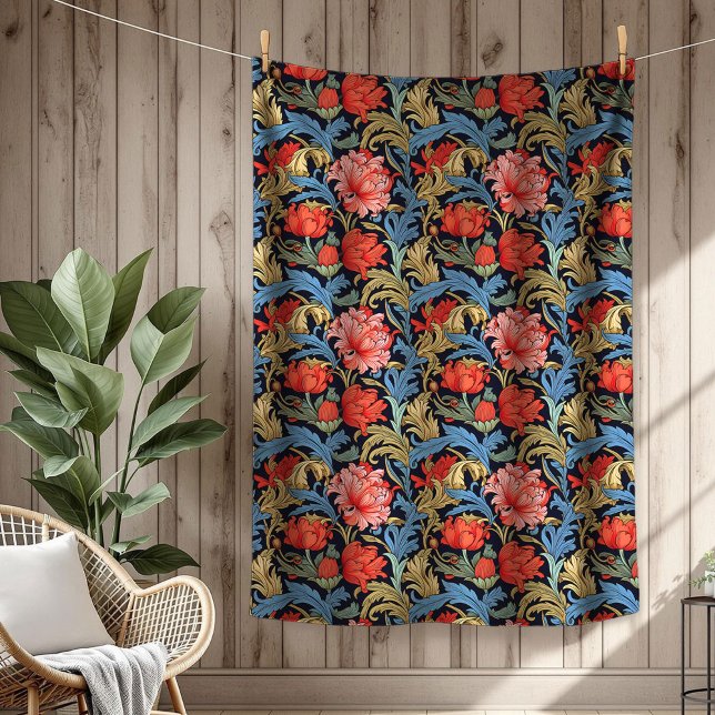 Vibrant William Morris Timless Blommigt Elegance Fleecefilt (Vibrant William Morris Timeless Floral Elegance Fleece Blanket)