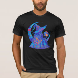 Vibrant Witch och Blue Måne Halloween T Shirt