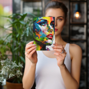 Vibrant Womans Ansikte-vykort Marknadsföring Vykort