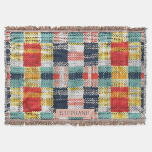 Vibrant Woven Play - Retro Boho Checkered Mönster Filt